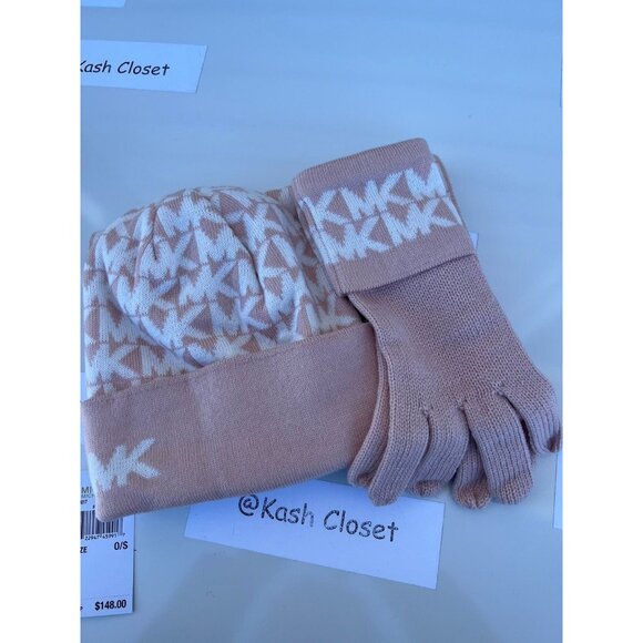 Michael Kors hat,gloves & scarf set gift box MK signature powder blush - Picture 7 of 7